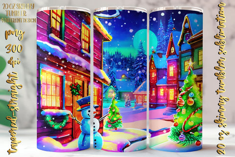 Watercolor Christmas Design 20 Oz Skinny Tumbler, 4 design Sublimation oyonnidesign 