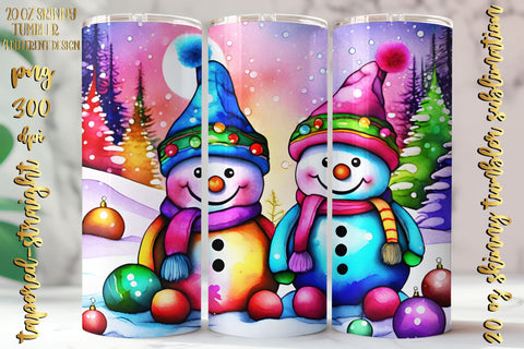 Watercolor Christmas Design 20 Oz Skinny Tumbler, 4 design Sublimation oyonnidesign 