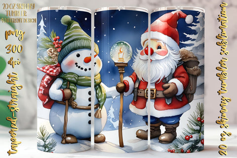 Watercolor Christmas Design 20 Oz Skinny Tumbler, 4 design Sublimation oyonnidesign 