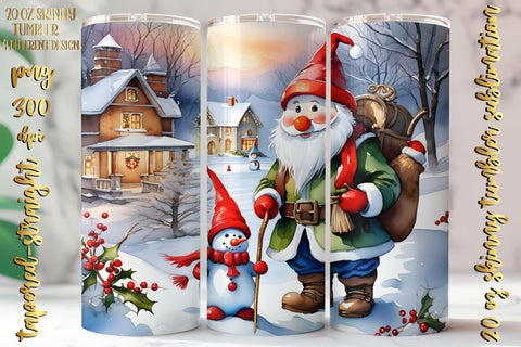 Watercolor Christmas Design 20 Oz Skinny Tumbler, 4 design Sublimation oyonnidesign 