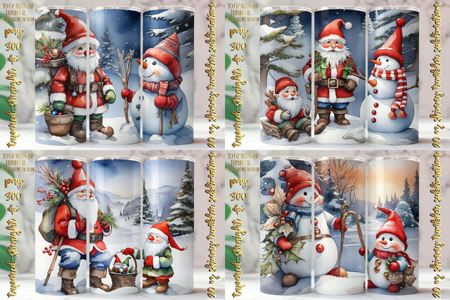 Watercolor Christmas Design 20 Oz Skinny Tumbler, 4 design Sublimation oyonnidesign 