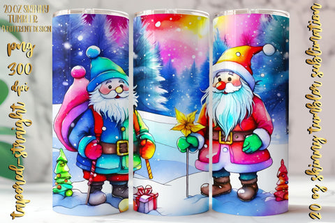 Watercolor Christmas Design 20 Oz Skinny Tumbler, 4 design Sublimation oyonnidesign 