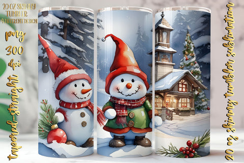 Watercolor Christmas Design 20 Oz Skinny Tumbler, 4 design Sublimation oyonnidesign 