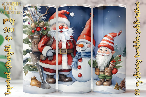 Watercolor Christmas Design 20 Oz Skinny Tumbler, 4 design Sublimation oyonnidesign 