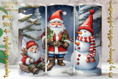 Watercolor Christmas Design 20 Oz Skinny Tumbler, 4 design Sublimation oyonnidesign 