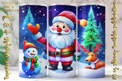Watercolor Christmas Design 20 Oz Skinny Tumbler, 4 design Sublimation oyonnidesign 