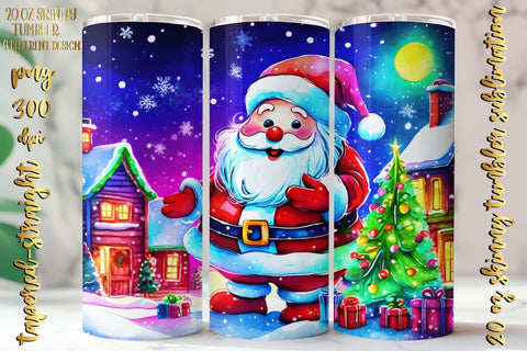 Watercolor Christmas Design 20 Oz Skinny Tumbler, 4 design Sublimation oyonnidesign 