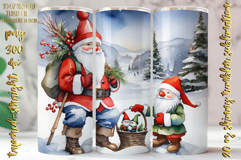 Watercolor Christmas Design 20 Oz Skinny Tumbler, 4 design Sublimation oyonnidesign 