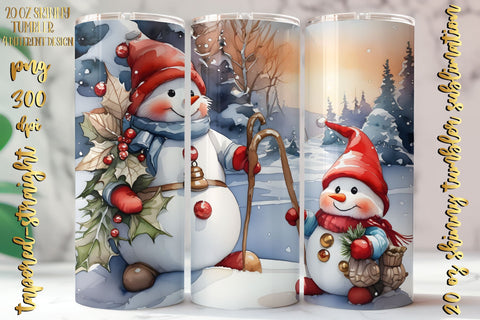 Watercolor Christmas Design 20 Oz Skinny Tumbler, 4 design Sublimation oyonnidesign 