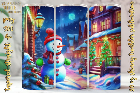 Watercolor Christmas Design 20 Oz Skinny Tumbler, 4 design Sublimation oyonnidesign 