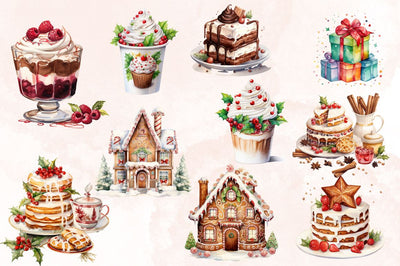 Watercolor Christmas Dessert Collection Bundle Sublimation Designangry 
