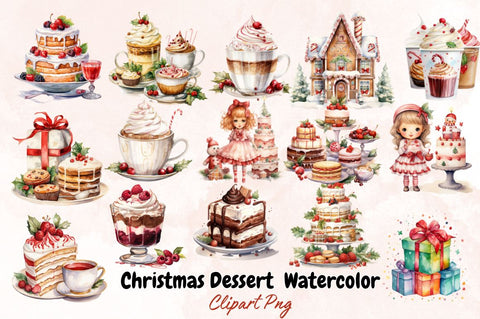 Watercolor Christmas Dessert Collection Bundle Sublimation Designangry 