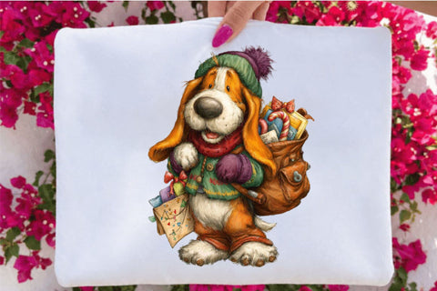 Watercolor Christmas Dog Clipart Bundle. Sublimation SVGArt 