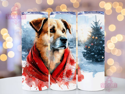 Watercolor Christmas Dogs 20 oz Skinny Tumbler Sublimation Design, Christmas Gift, Christmas Decor, Dog Lover Sublimation SvggirlplusArt 
