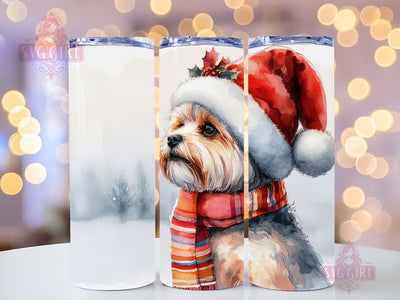 Watercolor Christmas Dogs 20 oz Skinny Tumbler Sublimation Design, Christmas Gift, Christmas Decor, Dog Lover Sublimation SvggirlplusArt 