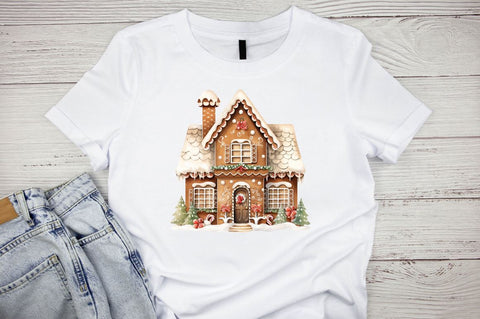 Watercolor Christmas Gingerbread House Clipart Bundle Sublimation Designangry 