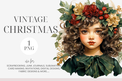 Watercolor Christmas Girl Clipart Sublimation BijouBay 