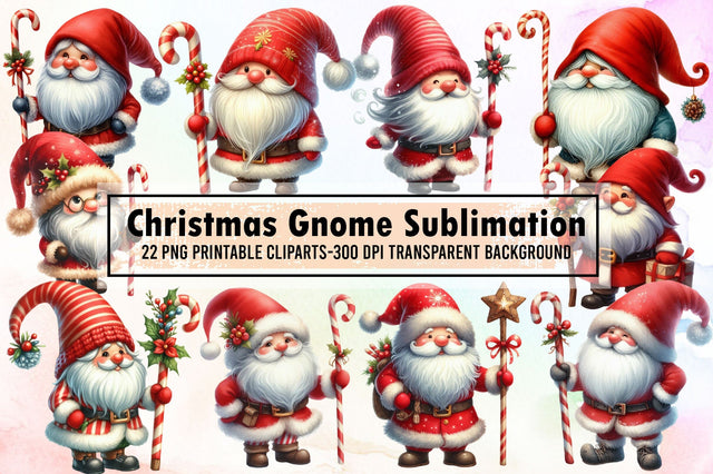Watercolor Christmas Gnome Sublimation Sublimation designartist 