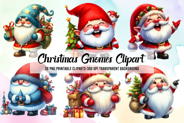 Watercolor Christmas Gnomes Clipart Sublimation Rupkotha 