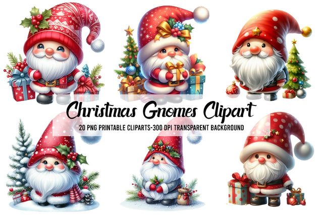 Watercolor Christmas Gnomes Clipart Sublimation Rupkotha 