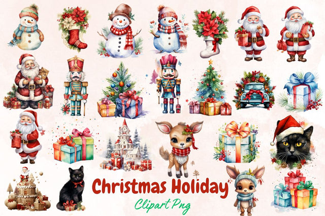 Watercolor Christmas Holiday Collection Bundle Sublimation Designangry 