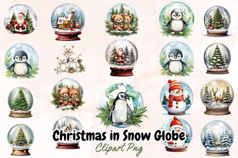 Watercolor Christmas in Snow Globe Clipart Sublimation Designangry 