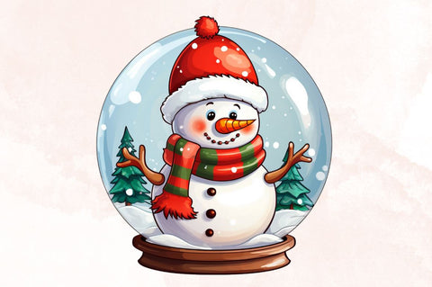 Watercolor Christmas in Snow Globe Clipart Sublimation Designangry 