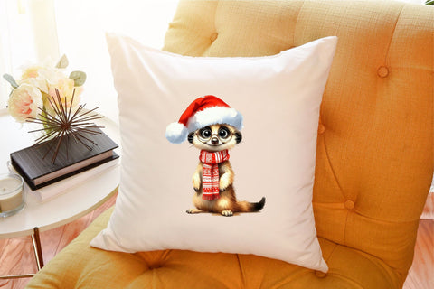 Watercolor Christmas Meerkat Clipart Sublimation designartist 