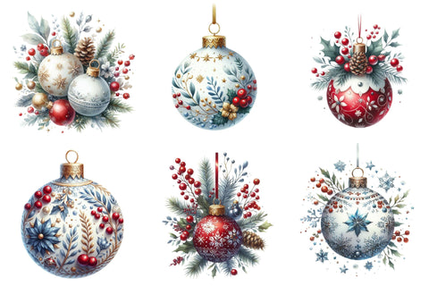 Watercolor Christmas Ornament Clipart Sublimation designartist 