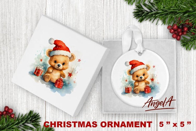Watercolor Christmas ornament sublimation / baby bear png Sublimation Angelina Semenova 
