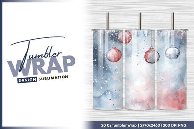 Watercolor christmas ornaments holiday tumbler png Sublimation Regulrcrative 
