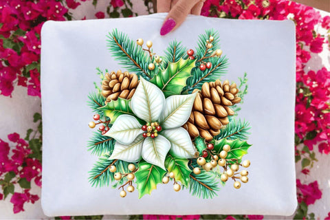 Watercolor Christmas Pinecone Clipart Sublimation SVGArt 