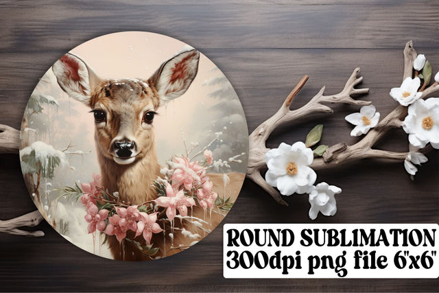 Watercolor Christmas PNG for Keychain Round Design Retro Sublimation afrosvg 