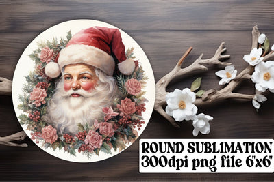 Watercolor Christmas PNG Retro Keychain Round Design Sublimation afrosvg 