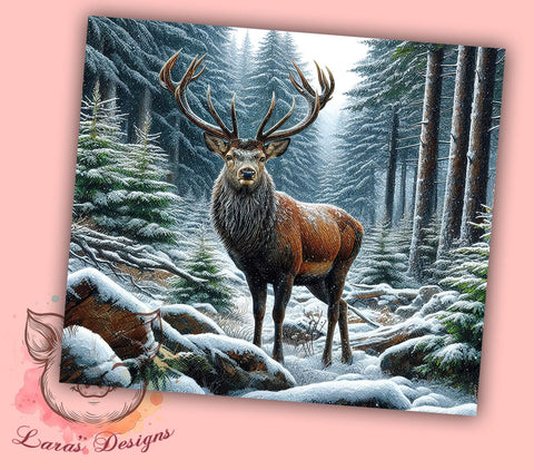 Watercolor Christmas Reindeer 20oz Tumbler Png, Straight & Tapered Tumbler Png, Winter Deer Tumbler Png, Digital Download PNG Sublimation Lara' s Designs 