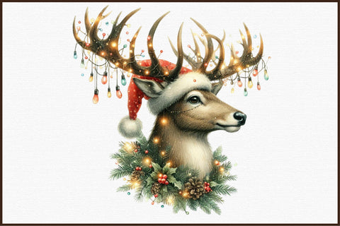 Watercolor Christmas Reindeer Clipart Sublimation designartist 