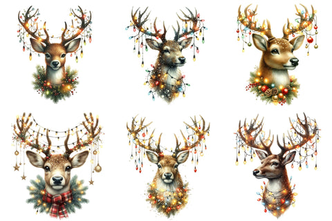Watercolor Christmas Reindeer Clipart Sublimation designartist 