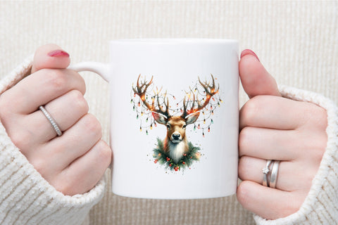 Watercolor Christmas Reindeer Clipart Sublimation designartist 