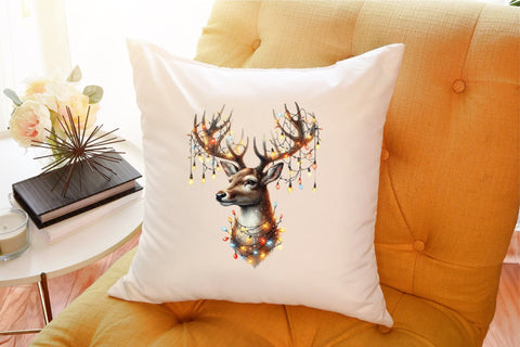 Watercolor Christmas Reindeer Clipart Sublimation designartist 