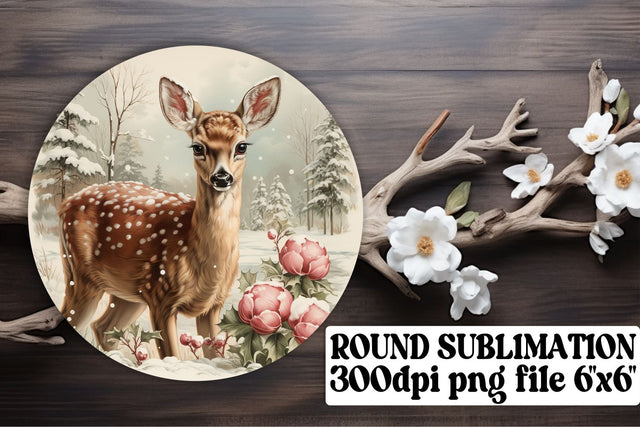 Watercolor Christmas Retro Keychain Round Design Sublimation afrosvg 