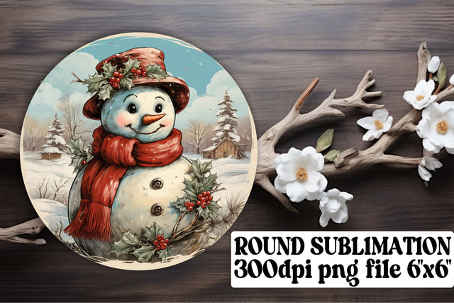 Watercolor Christmas Retro Keychain Round Design Sublimation afrosvg 