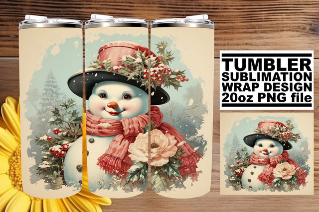 Watercolor Christmas Retro Tumbler Wrap - Sublimation 20oz PNG Sublimation afrosvg 