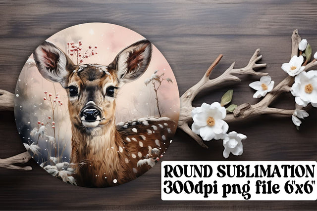 Watercolor Christmas Round Keychain Design Retro Holiday Sublimation afrosvg 