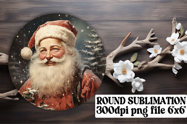 Watercolor Christmas Round Keychain Design Retro Holiday Sublimation afrosvg 