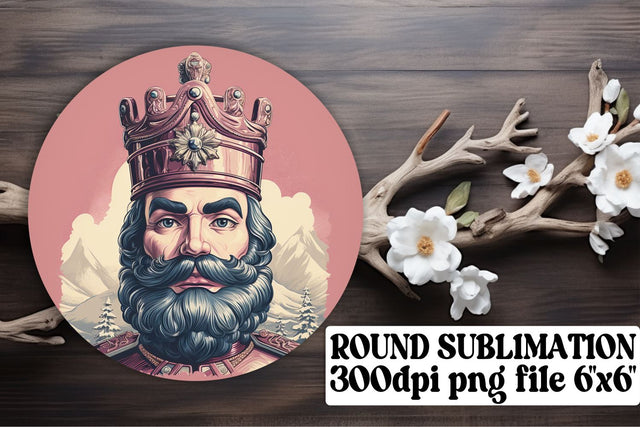 Watercolor Christmas Round Keychain Design Retro Style Sublimation afrosvg 