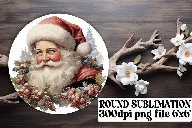 Watercolor Christmas Round Keychain Design Sublimation Sublimation afrosvg 