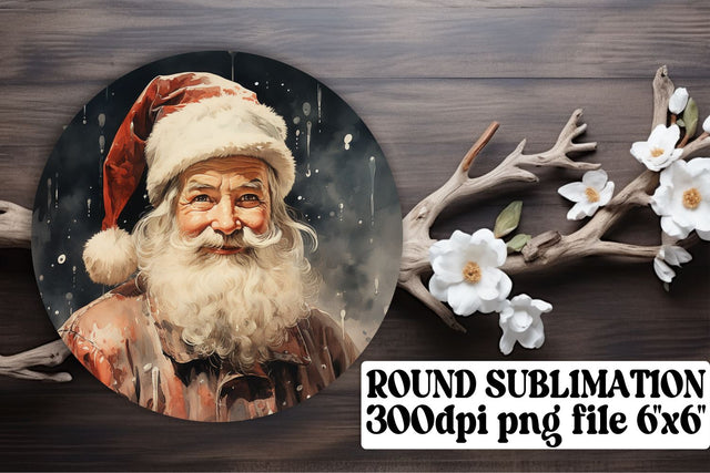 Watercolor Christmas Round Keychain Design Sublimation Sublimation afrosvg 