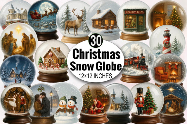 Watercolor Christmas Snow Globe Clipart Sublimation SVGArt 