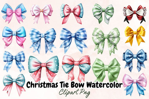 Watercolor Christmas Tie Bow Watercolor Clipart Bundle Sublimation Designangry 