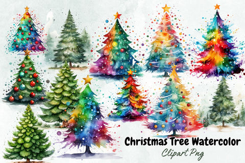 Watercolor Christmas Tree Clipart Sublimation Designangry 